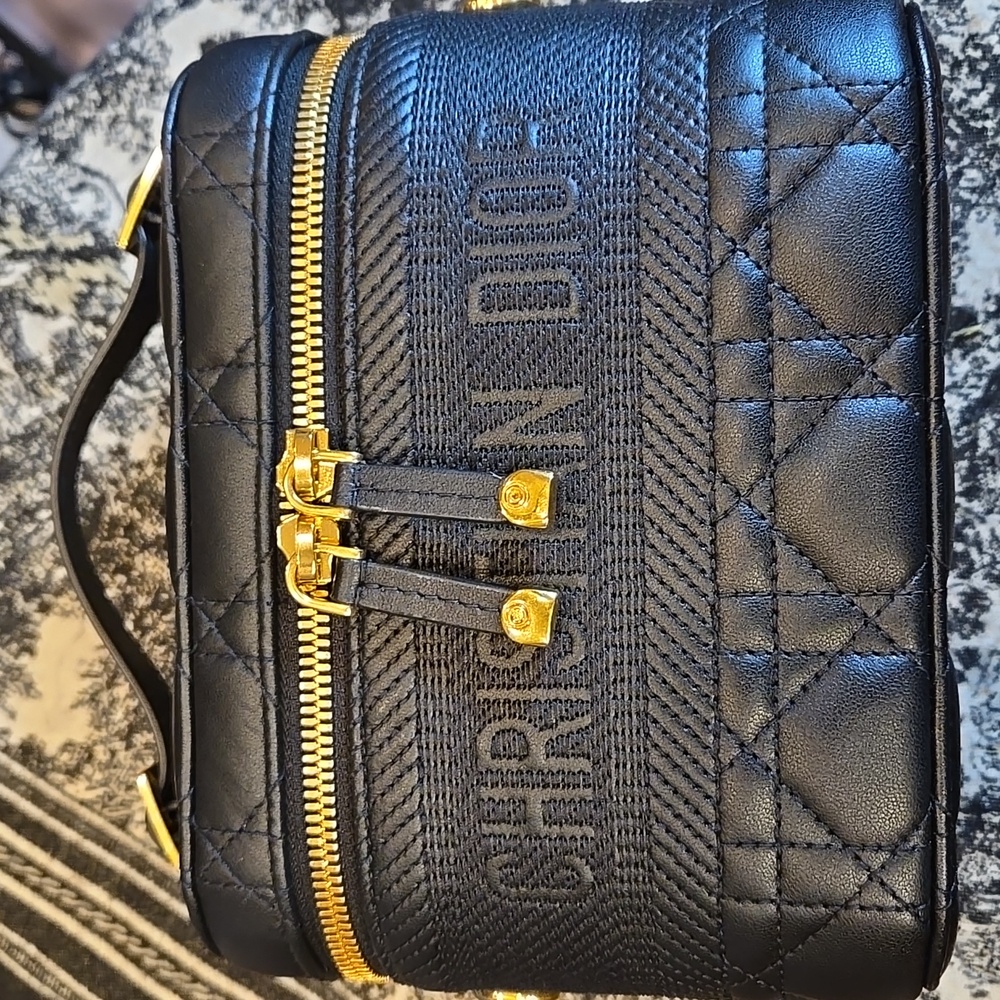 Christian Dior Vanity Bag Shoulder Leather Canvas Black Crossbody/Top Handle - Picture 11 of 16